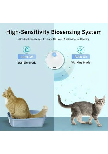 Suofeng Kedi Kumu Kutusuna Uygulanabilir Usb Şarjlı Negatif İyonlu Deodorant, Otomatik Sensörlü Kokusu Giderici, 3000mah Pil, 20db Ultra Sessiz, Mavi Led Işıklı F212