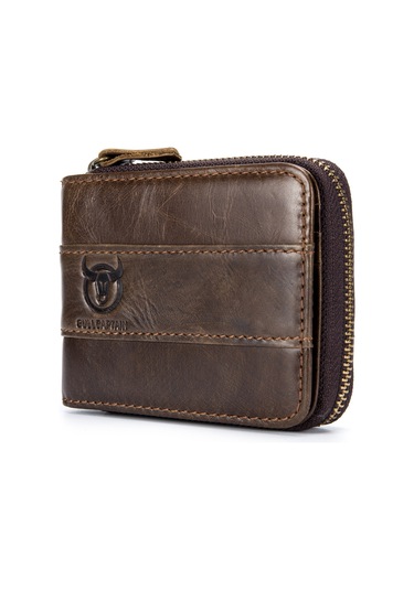 Suofeng Vintage Renkli Deri Cüzdan: Çoklu Bölmeli, Fermuarlı, Erkekler İçin Şık Ve Pratik Aksesuar Kahve