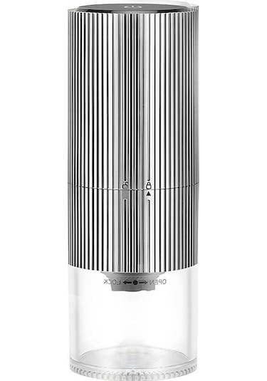 Createtech Taşınabilir Elektrikli Burr Kahve Öğütücü Type-c Şarj Paslanmaz Çelik Çekirdek Kablosuz Led Dokunmatik Ekran Otomatik Gümüş Gümüş