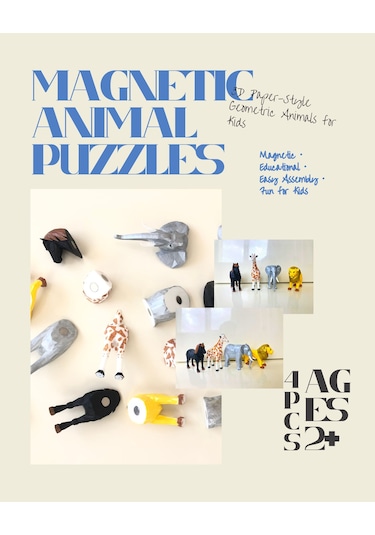 Montessori Manyetik Puzzle - Mıknatıslı Eğitici Hayvan 3d Yapboz Diğer