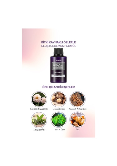 Yoğun Nemlendirici Ve Besleyici Saç Kremi Kundal Honey& Macadamia Protein Treatment 100ml White Musk