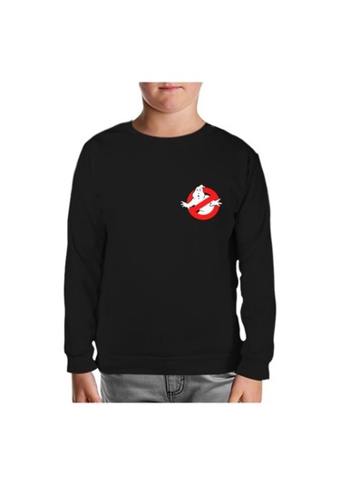 Ghost Busters Logo Siyah Çocuk Sweatshirt Siyah