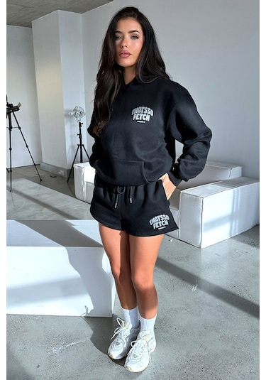 Thatsso Fetch Series 5 Sweatshirt - Siyah Baskılı Oversize Kapüşonlu Siyah