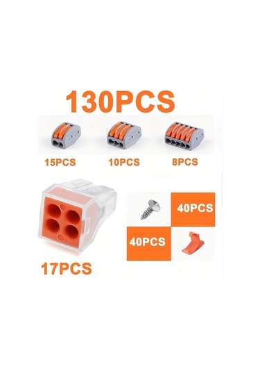 Reedark 130 Parça Kolay Kablolama Bağlantı Seti - 32a 250v Hızlı Bağlantı Konektörleri 0.08-4mm²