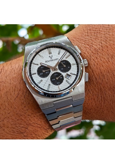 Raymond Kronograf Çelik Erkek Kol Saati Gümüş