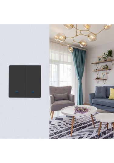 Lemestar 2 Yollu Siyah Akıllı Wi-fi Anahtarı - Ses/app/dokunmatik Kontrol, Alexa/google Uyumlu, Zamanlama Ve Grup Paylaşımı, Ağsız, 95-250v Siyah