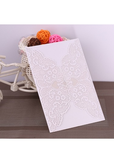 Mufunye 10 Adet İnci Kağıt Davetiye Kartı Davetiye Tutucuları Düğün Doğum Günü Partisi Yıldönümü İçin--beyaz