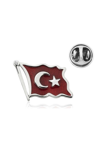 Kenpazar 925 Ayar Gümüş Türk Bayrağı Rozet Gümüş