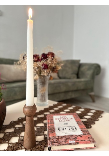 Sammwood Doğal Ahşap Şamdan Mumluk Kayın Ağacından Tekli