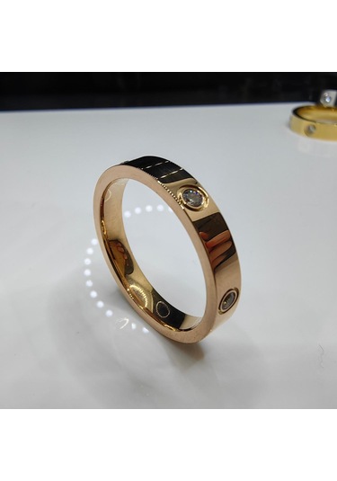 Gül Altın Gül Altın Paslanmaz Çelik Çift Yapay Elmas Yüzük Erkek/kadın Taşlı Çift Alyans Titanyum Nişan Yüzüğü 5-10 Women-8 Çok Renkli