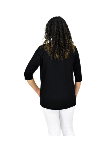 Caftan Kadın Kısa Kol Taşlı Bluz Bgl-st04710 Siyah