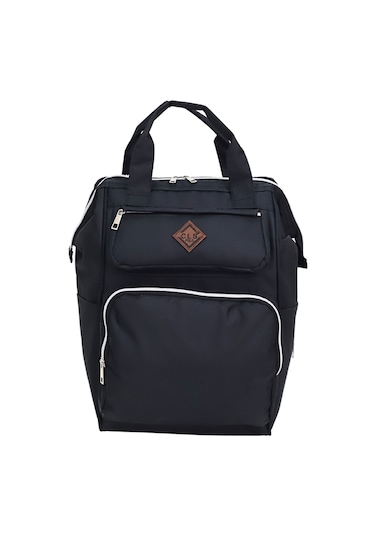 Termal Bölmeli Siyah Anne Bebek Sırt Çantası Geniş Hacimli Bebek Bakım Çantası Bebek Arabası Uyumlu Siyah