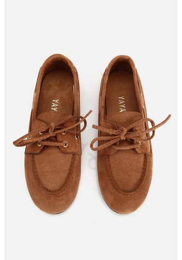Yaya Kadın Taba Süet Bağcık Detaylı Loafer