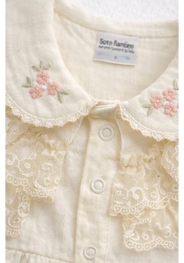 Kardeşler Bebe Müslin Body & Zıbın Dantel Detay Bej