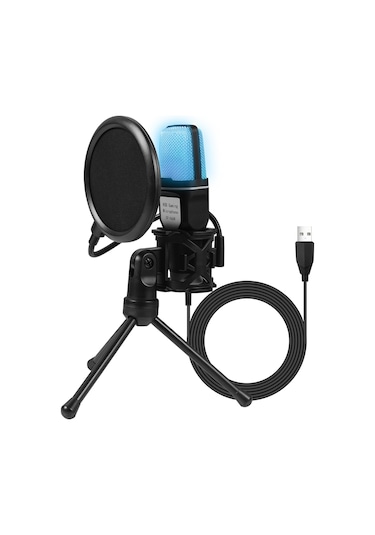 Lemestar Rgb Işıklandırmalı Usb Bilgisayar Mikrofonu - Oyun, Müzik Ve Video İçin Çok Renkli Mikrofon