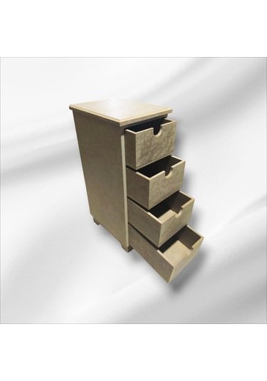 Ahşap Boyanabilir 4 Çekmeceli Takı-aksesuar Organizer Kutu