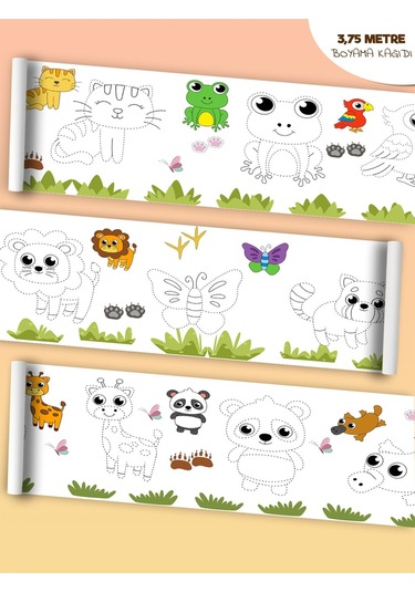 3.75 Metre Boyama Kağıdı Evde Sanat Zamanı - Çocuklara Özel Rulo Set Karışık