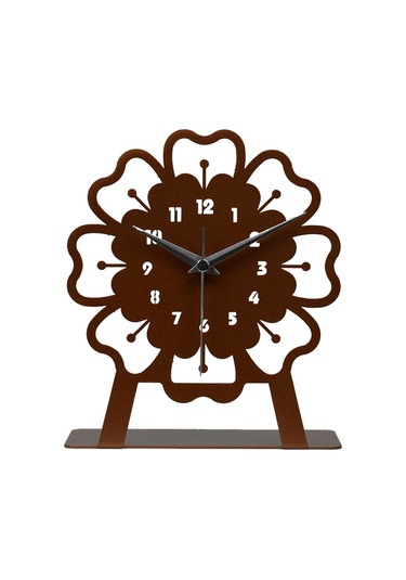 Mercan Model Metal Lazer Kesim Akar Sessiz Mekanizmalı Masa Saati Bakır