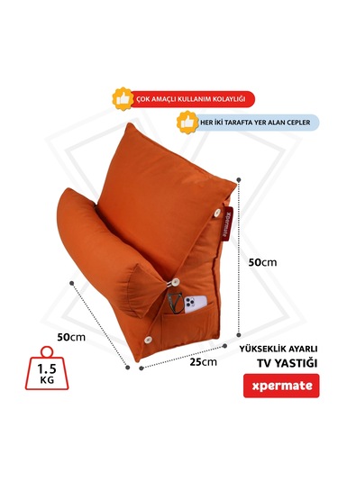 Xpermate Yükseklik Ayarlı Tv Yastığı Bel Destek Yastığı Turuncu