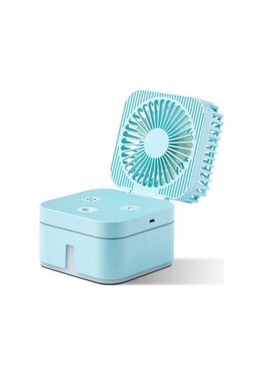 Springsun 2 Si 1 Arada Katlanır Usb Li Sihirli Küp Masa Fanı & Püskürtmeli Nemlendirici Sessiz, Gece Işığı