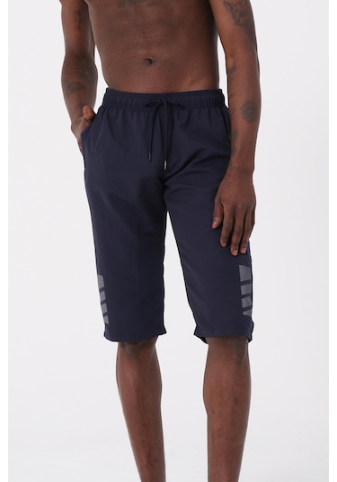 Lacivert Diz Altı Uzun Model Su İtici Özellikli Erkek Plaj Deniz Kapri Şort - Dg341-lacivert 001