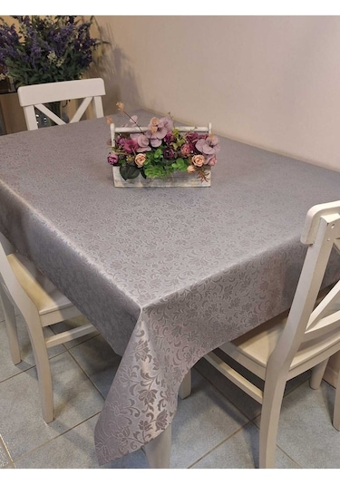 Elyaflı Pvc Muşamba - Desenli Silinebilir Masa Örtüsü Fnt514-53 Gri