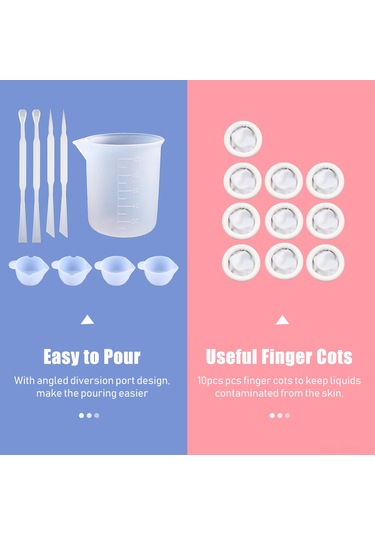 Neevoyu 39 Parça Epoksi Reçine Takımı - Silikon Ölçü Kasereler, Karıştırma Çubukları, Damlacık Ve Parmak Kılıfları İle Ev Ve El İşleri İçin Pratik Set Beyaz