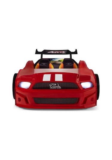 Kırmızı Arabalı Yatak Sport Mst Full Ledli Kumandalı Baza Ortopedik Yatak 90x190 Cm