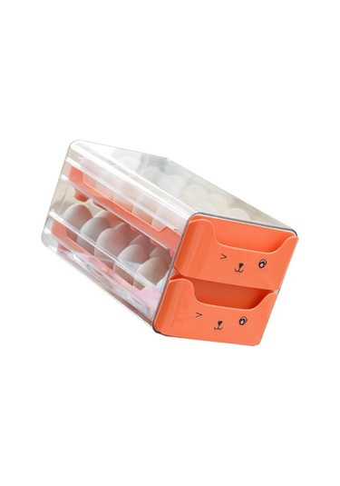 Pazly Çift Katmanlı Şeffaf Yumurta Çekmecesi Uzatma Bağımsız Yuva Turuncu Turuncu