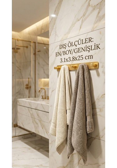 5'li Premium Gold Alüminyum Banyo Mutfak Havlu Bornoz Askısı Altın