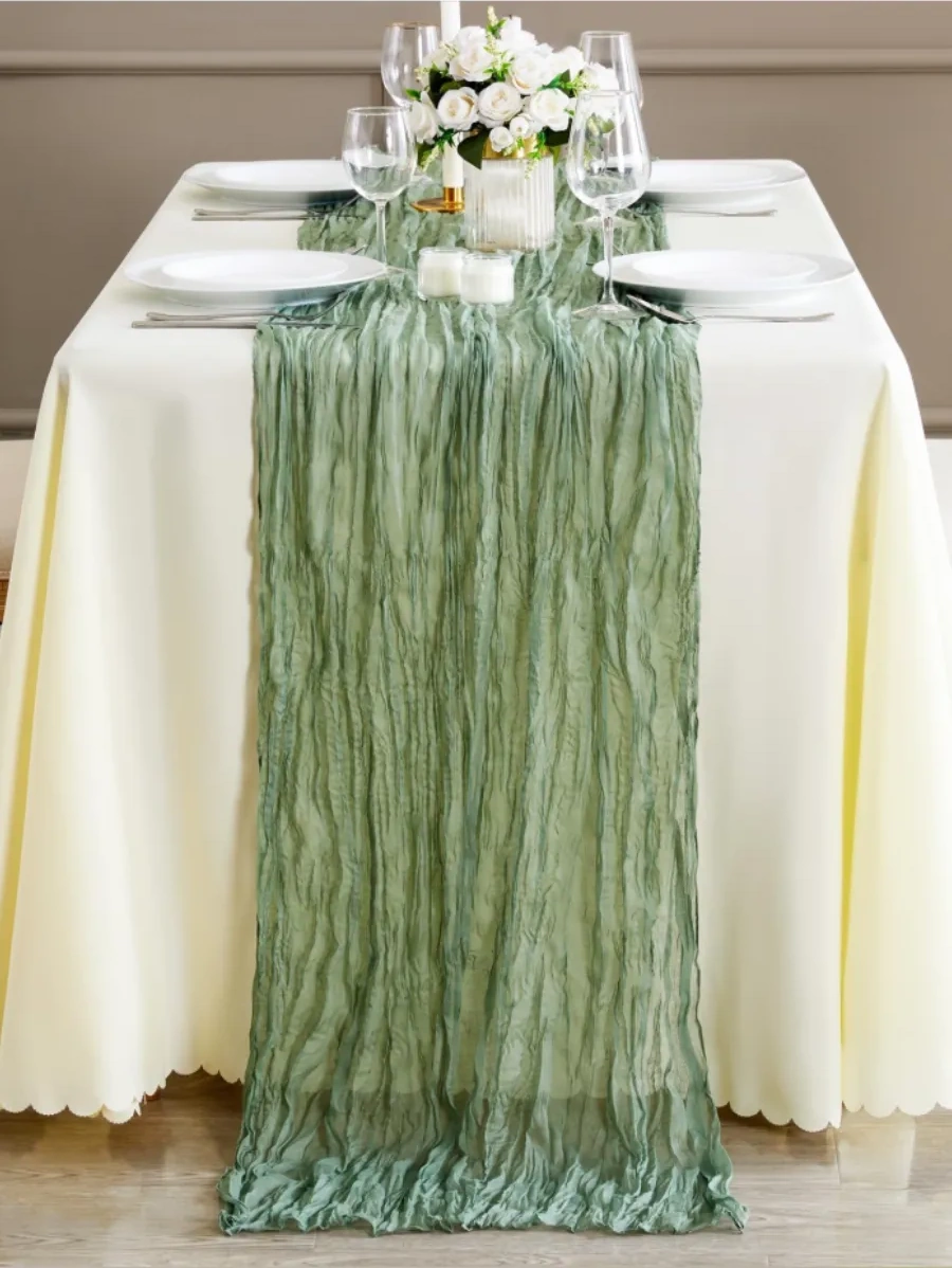 Pener 4 M Kumaş Masa Örtüsü, Masa İçin Paspas, Düğün Dekorasyonu 182497371 Yeşil Duman