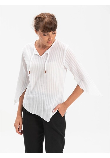 Rodos Gofre Bluz Beyaz Byz Beyaz