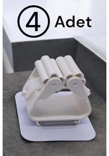 4 Adet Duvara Monte Mop Paspas Tutucu Askı Yapışkanlı Askı Çok Renkli