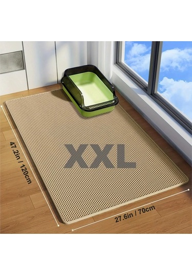 Honeybeeshop "su Geçirmez Kedi Matı Beige Color Xxl 47 24x27 56inç Dev Boyut Çift Katlı Kaymaz Yıkanabilir Kokuya Dayanıklı"