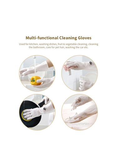 Monyee Ev Temizliği Eldiveni: Kalın Pvc, Kayganlık Önleyici, Bulaşık & Çamaşır İçin, Beyaz, S Bedeni