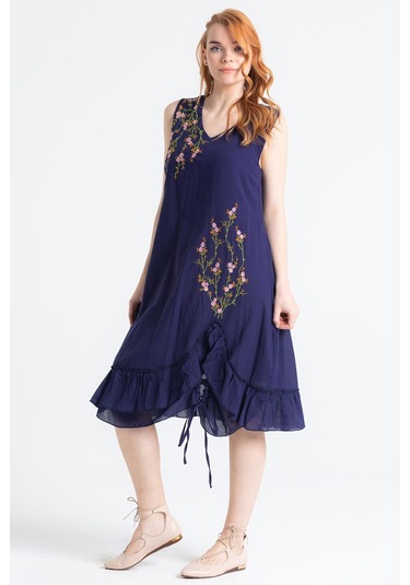 Kolsuz Vual Candan Yırtmaçlı Midi Boy Elbise Mor Mor-mor Mor