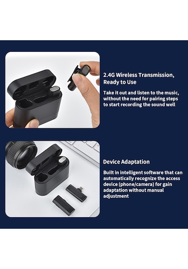 Youtek Type-c Arayüzlü İki Mikrofonlu Kablosuz Kolluk Mikrofonu, Gürültü Azaltma Fonksiyonuyla Canlı Yayın Ve Röportaj İçin Şarj Kutusuyla