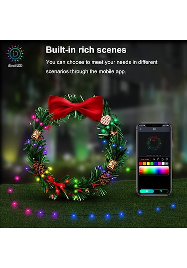 Shineyee Rgb Akıllı Bluetooth Işık Zinciri, 5m 50 Işık, App Ve Kumanda Kontrolü, Dekoratif Renkli Led Işıklar