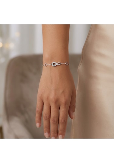 Servi 925 Ayar Gümüş Infinity Clover Bileklik-20