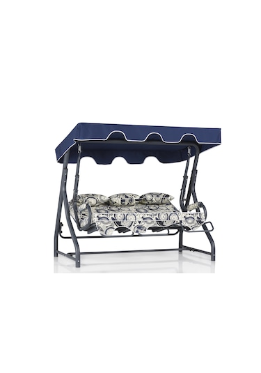 Salvia 3 Kişilik Bahçe Balkon Salıncağı Minder: Dünya&saat Tente: Mavi Antrasit