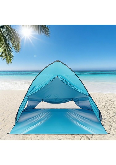 Dofolink Hızlı Kurulabilir Mavi Renkli Sahil Çadırı - Uv Koruma Ve Ventilasyonlu, 80x65x55cm, Taşınması Kolay Mavi