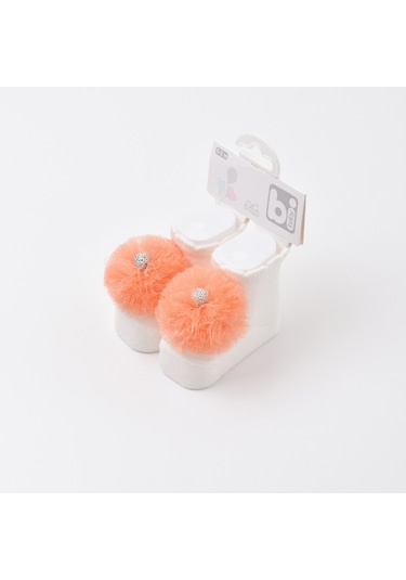 Bibaby Ponpon Bebek Çorabı 68337 Somon