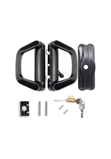 Pazly Alüminyum Kilidi Cam Balkon Kapıları İçin Siyah Çift Taraflı Sürgülü Kapı Anahtarsız Siyah - Tek Taraflı Anahtarsız