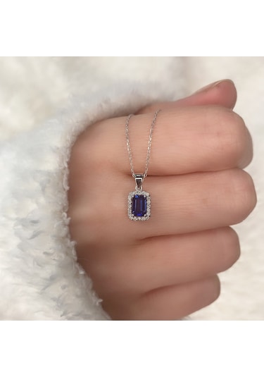 Kare Safir Ve Pırlantalı Kolye Pçk62