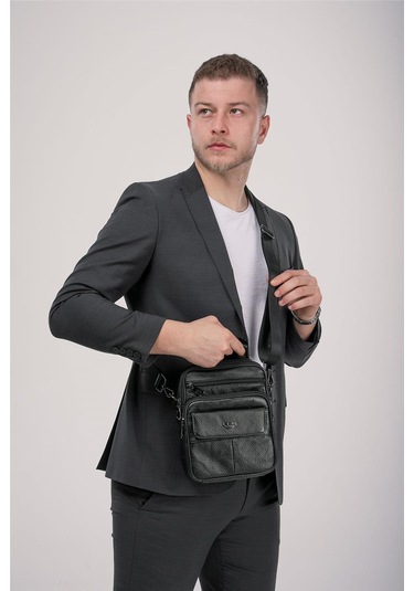 Ççs 31622 Hakiki Deri Askılı Çanta Siyah