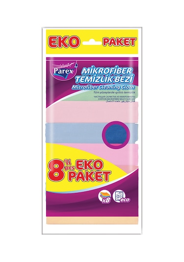 Mikrofiber 8'li Temizlik Bezi Ve 8'li Oluklu Sünger Paketi