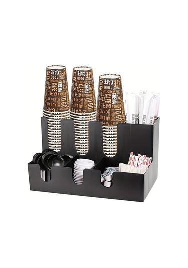 Honeybeeshop Siyah 9 Bölmeli Plastik Bardaklık Dayanıklı Bar Aksesuarları Seti Siyah