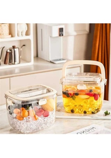 Ulzyvf Bar Buz Kovası Kapaklı Ve Buz Maşası, Taşınabilir Gizli Bej Bej