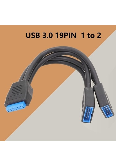 Flybuy 21cm Usb3.0 Anakart 19 Pin Bire İki Uzatma Kablo, Yüksek Hızlı Bağlantı, Dayanıklı