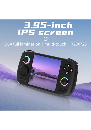 Anbernıc Rg Cube Retro Handheld Game Console With 3.95 Inch Screen T820 Cpu Android 13 Rgb Light With 128g Tf Card Black